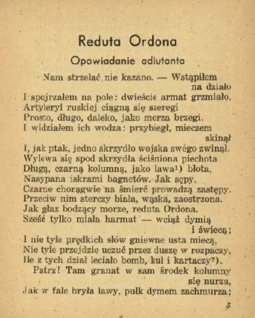 Zdjęcie Reduta Ordona wiersz - głębokie znaczenie i historia w tle